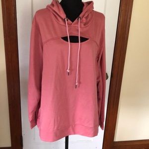 Avenue USA Peach hoodie with keyhole front
